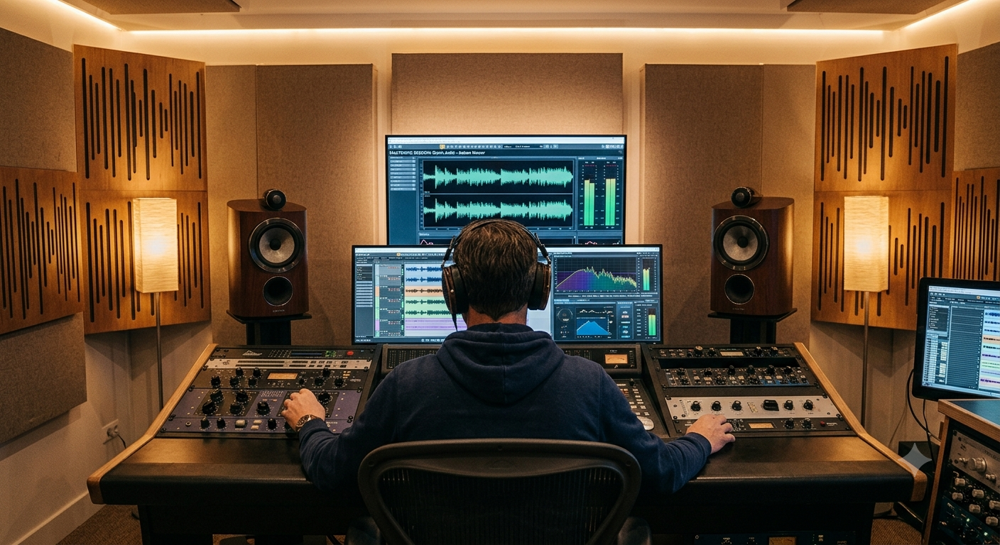 Professionele Mastering Engineer aan het werk